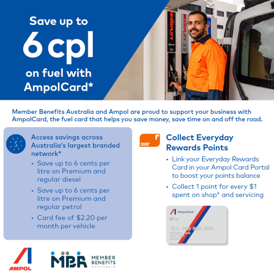 ACA Members can save up to 6cpl on fuel with AmpolCard*